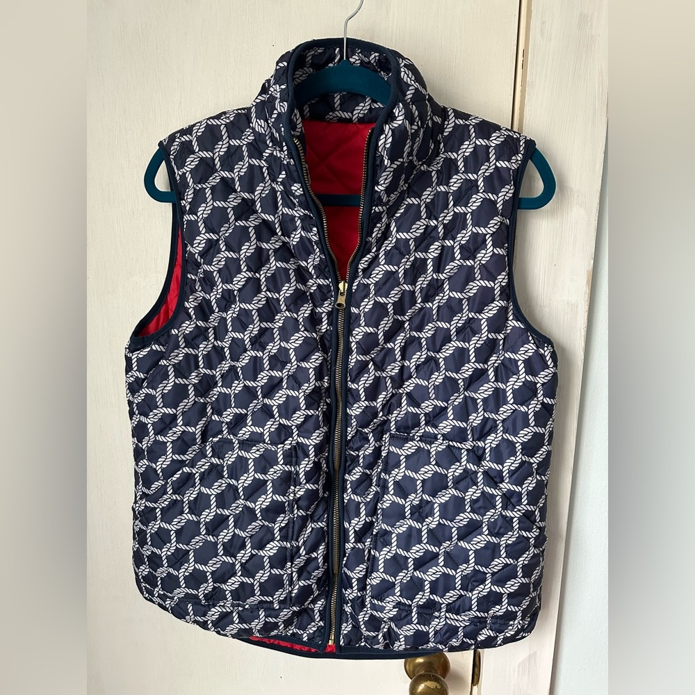 Navy and White Quilted Vest - Picture 1 of 4